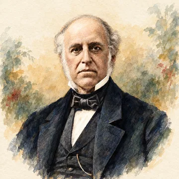 Retrato ilustrado de Thomas Bulfinch con traje oscuro, chaleco y moño.